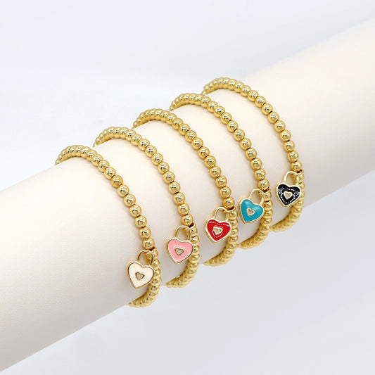 Handmade Customizable Brass Beads Bracelet With Brass Charms