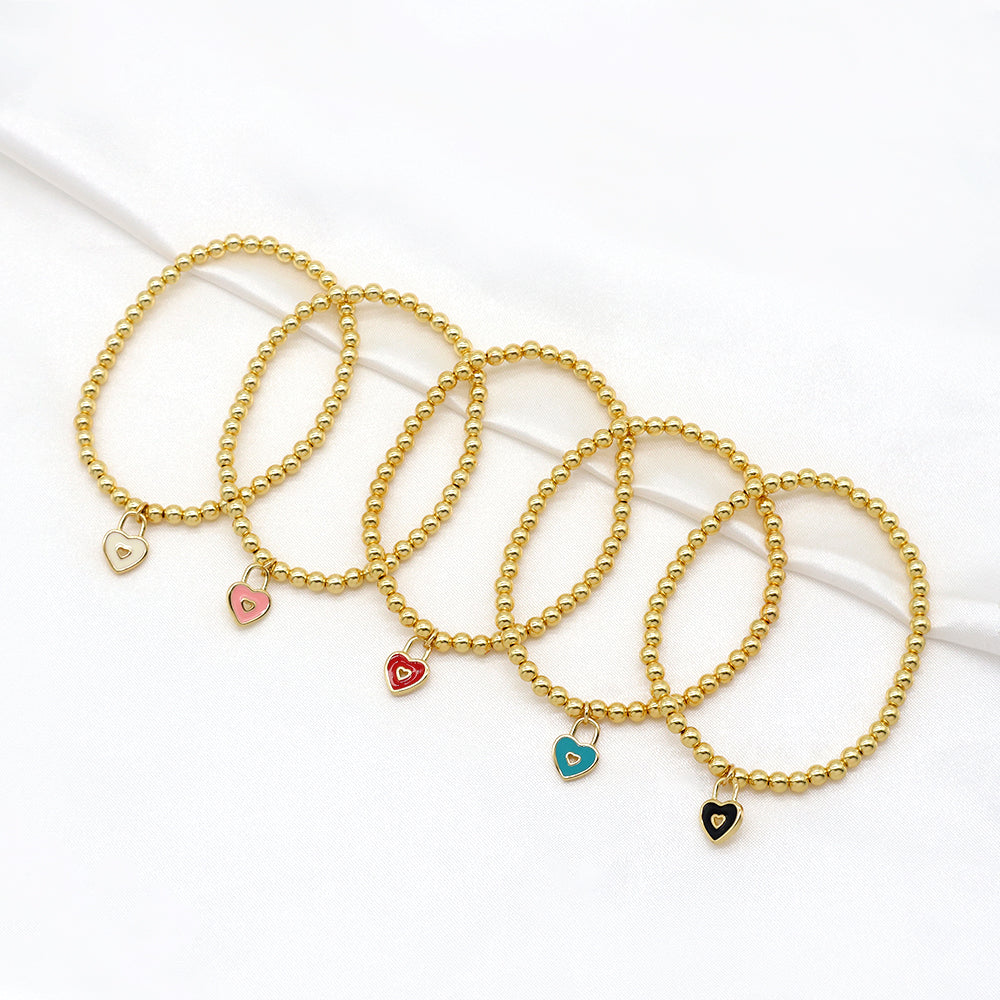 Handmade Customizable Brass Beads Bracelet With Brass Charms