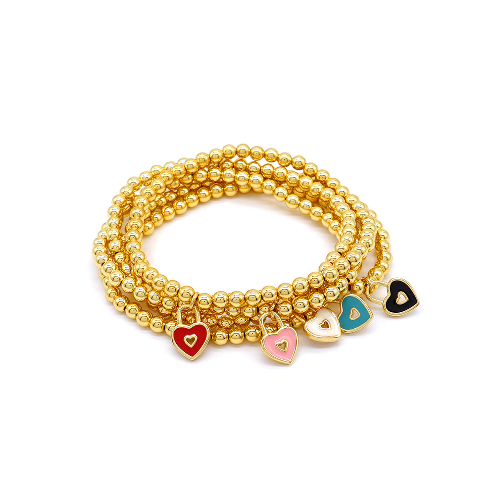 Handmade Customizable Brass Beads Bracelet With Brass Charms