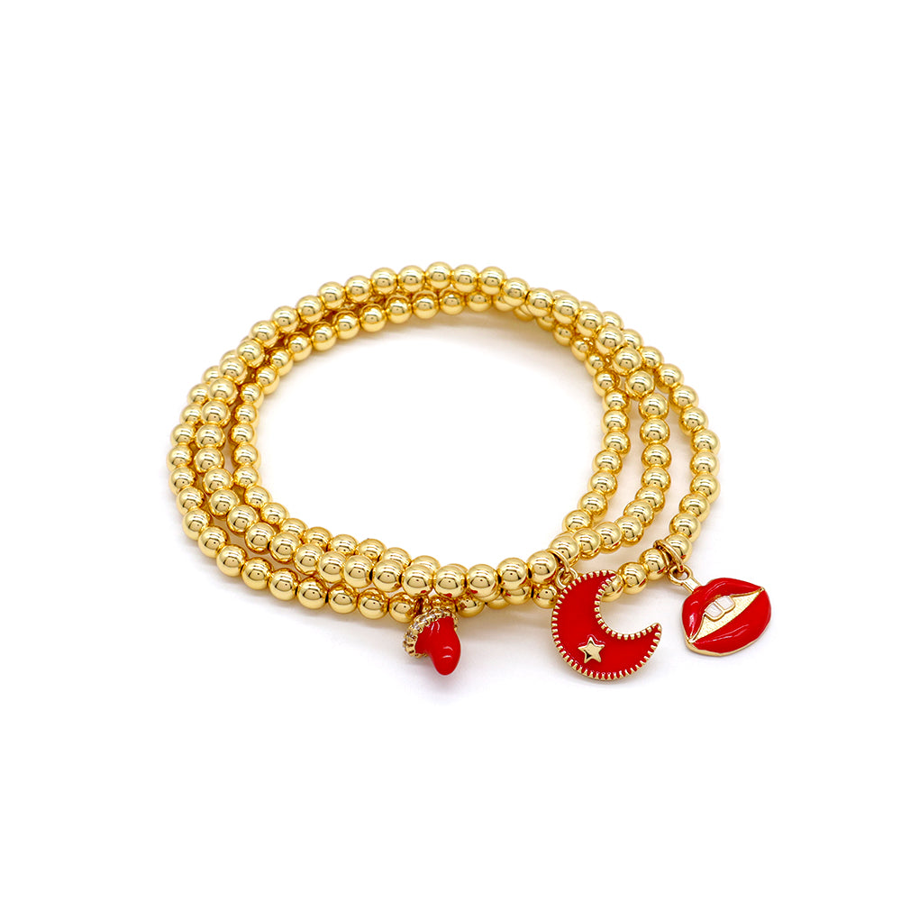 Handmade Customizable Brass Beads Bracelet With Brass Charms