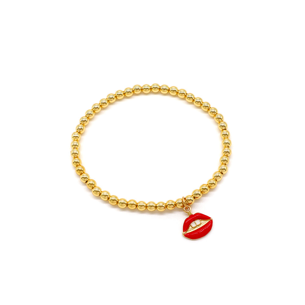 Handmade Customizable Brass Beads Bracelet With Brass Charms