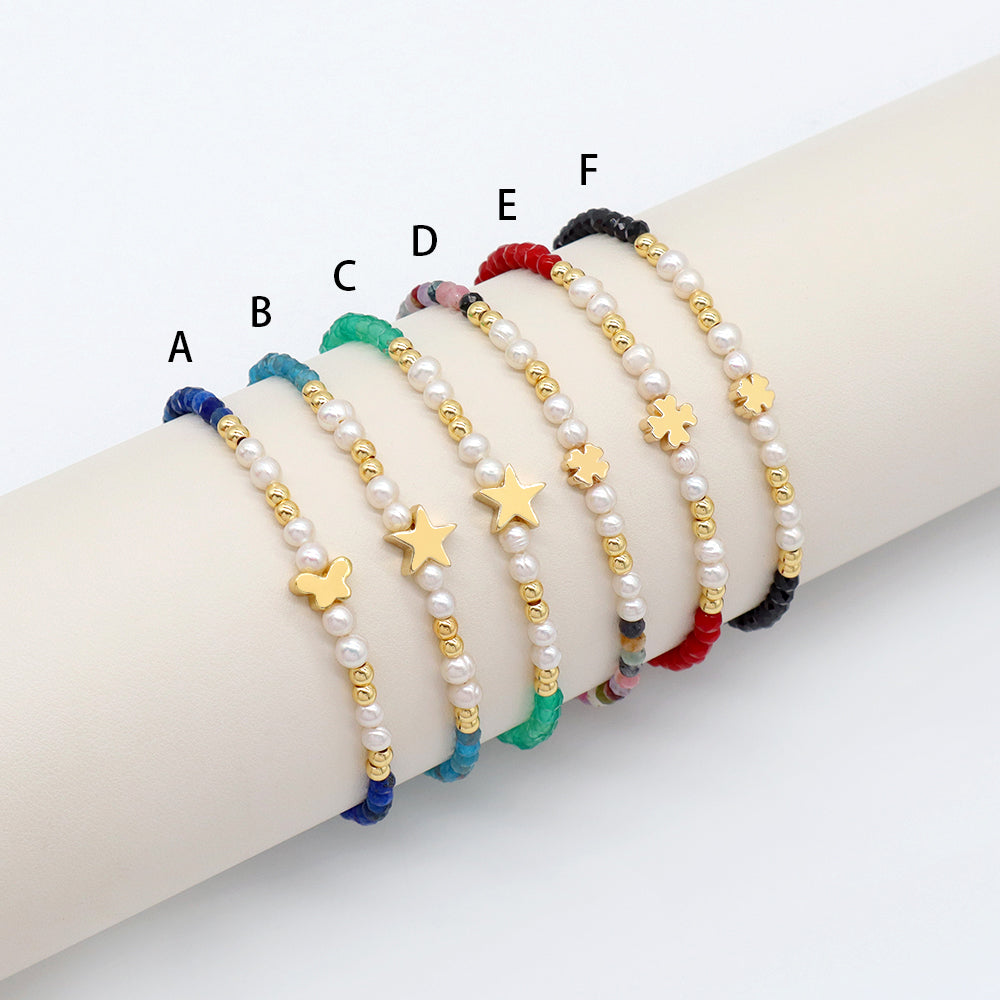 Handmade Customizable Natural Stone Beads Bracelet With Fresh Water Pearl