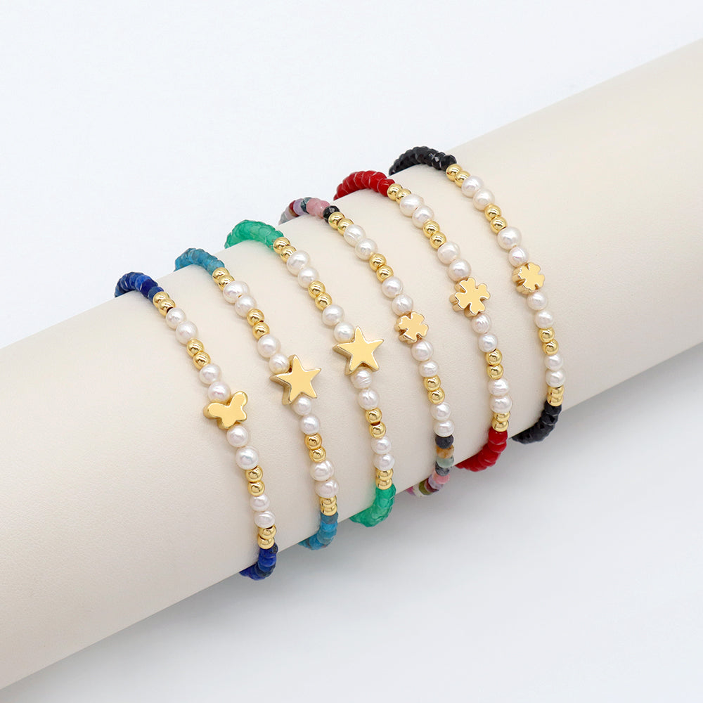 Handmade Customizable Natural Stone Beads Bracelet With Fresh Water Pearl