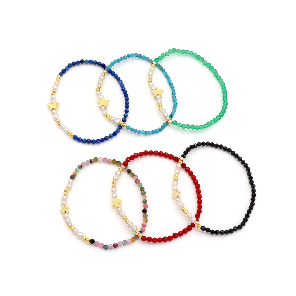 Handmade Customizable Natural Stone Beads Bracelet With Fresh Water Pearl