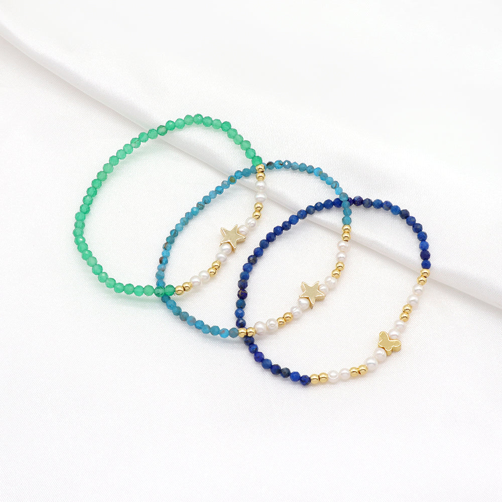 Handmade Customizable Natural Stone Beads Bracelet With Fresh Water Pearl