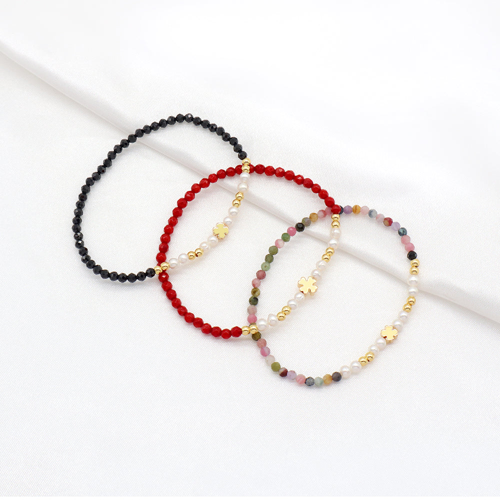 Handmade Customizable Natural Stone Beads Bracelet With Fresh Water Pearl