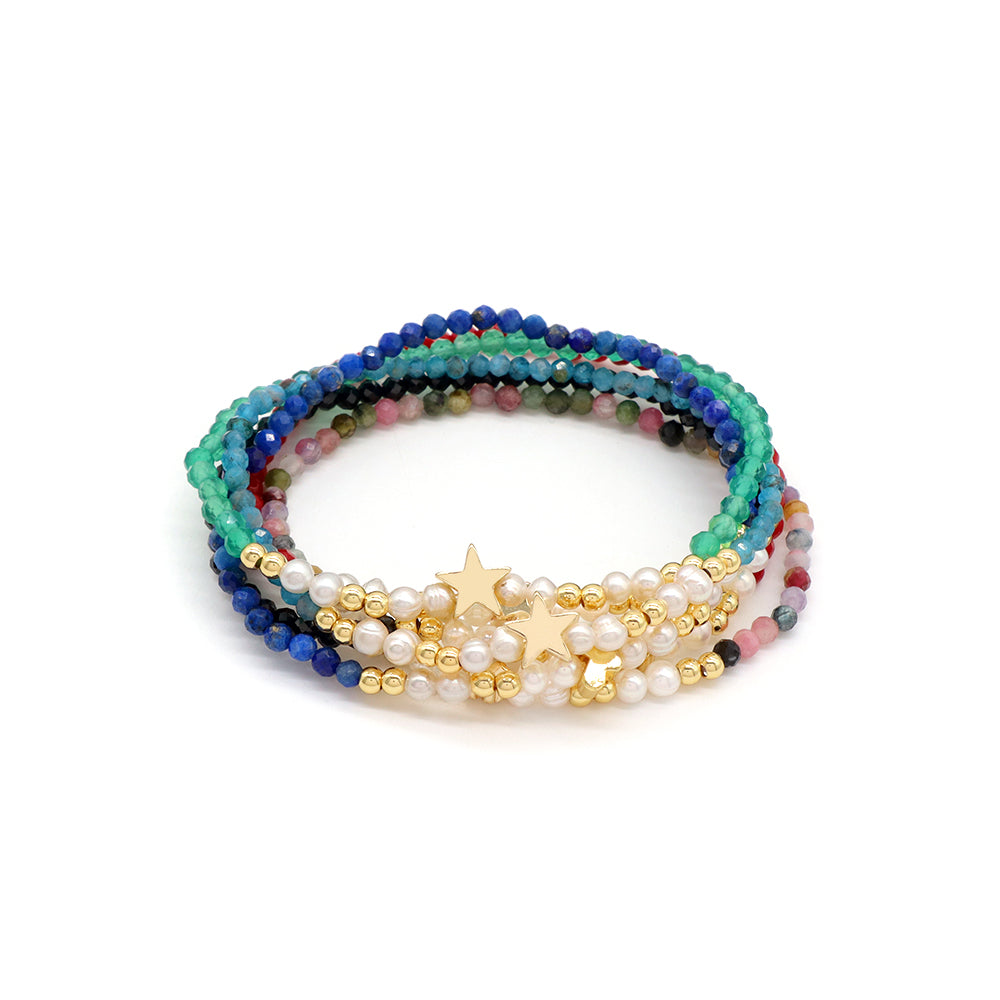 Handmade Customizable Natural Stone Beads Bracelet With Fresh Water Pearl