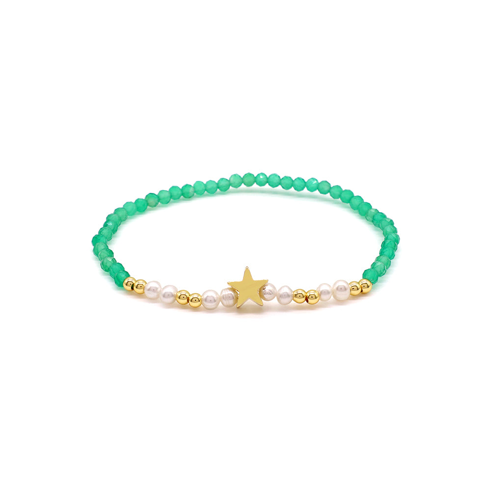 Handmade Customizable Natural Stone Beads Bracelet With Fresh Water Pearl