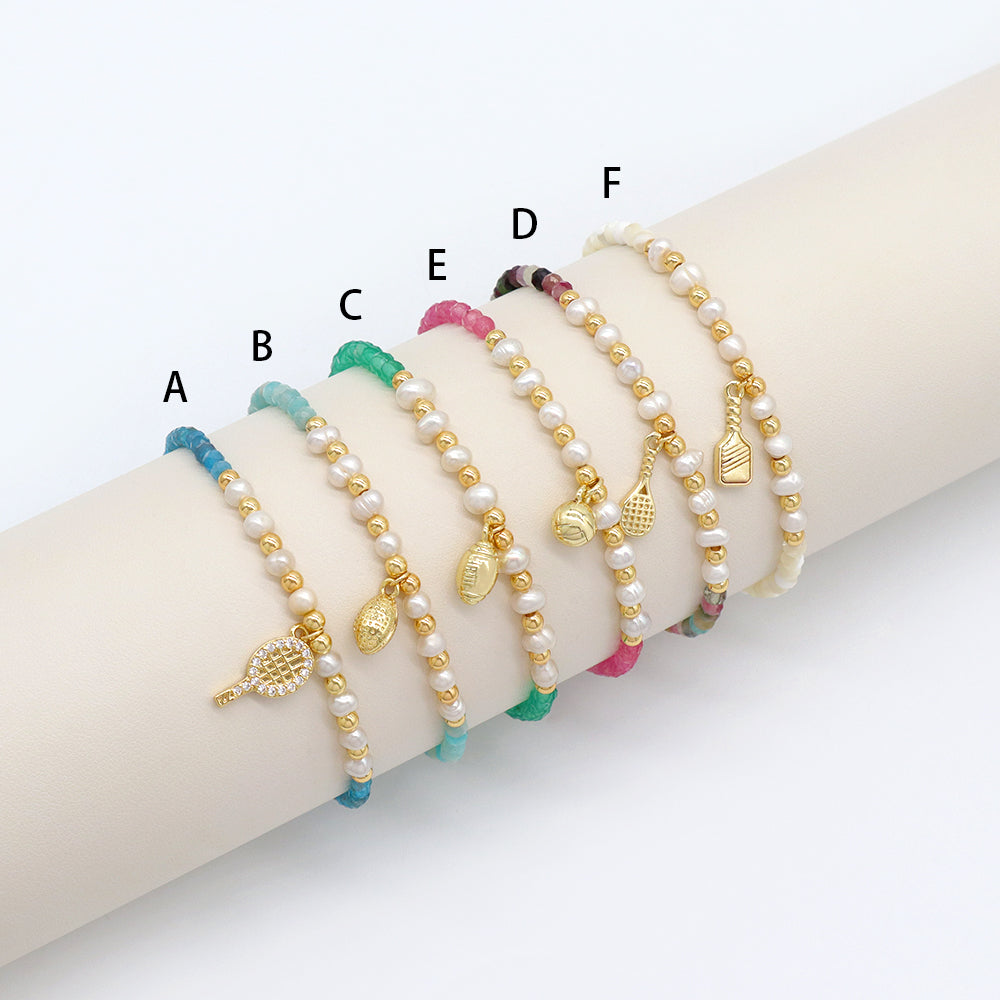 Handmade Customizable Natural Stone Beads Bracelet With Fresh Water Pearl