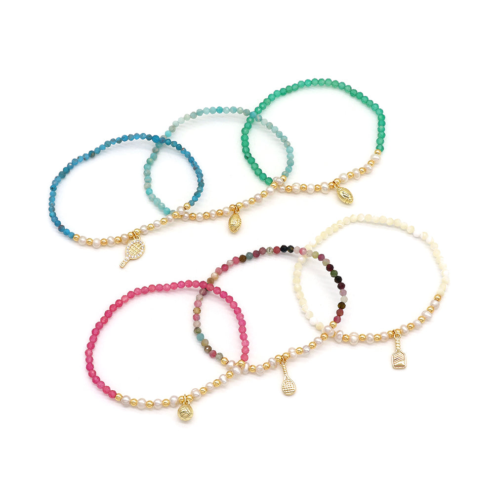 Handmade Customizable Natural Stone Beads Bracelet With Fresh Water Pearl