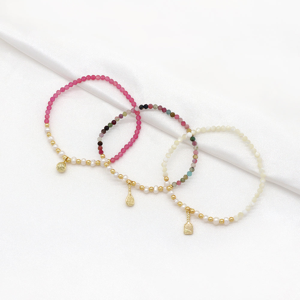 Handmade Customizable Natural Stone Beads Bracelet With Fresh Water Pearl