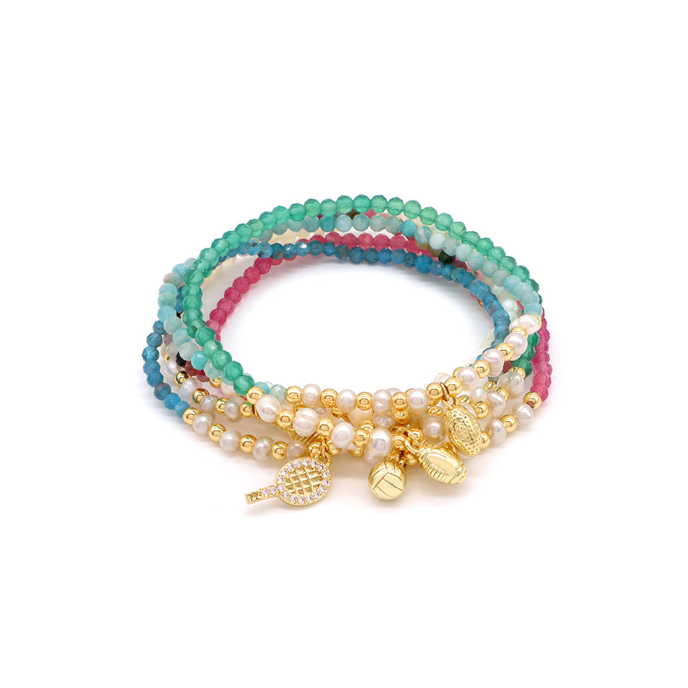 Handmade Customizable Natural Stone Beads Bracelet With Fresh Water Pearl