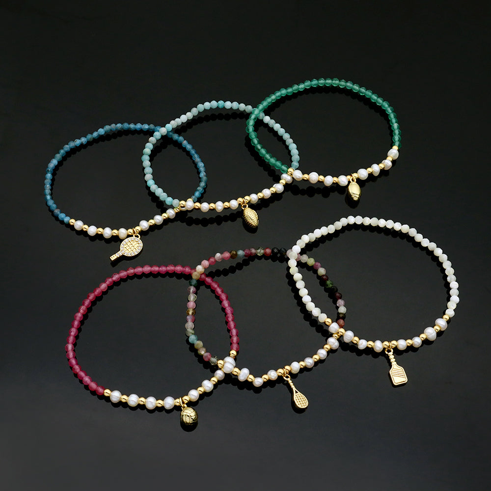 Handmade Customizable Natural Stone Beads Bracelet With Fresh Water Pearl