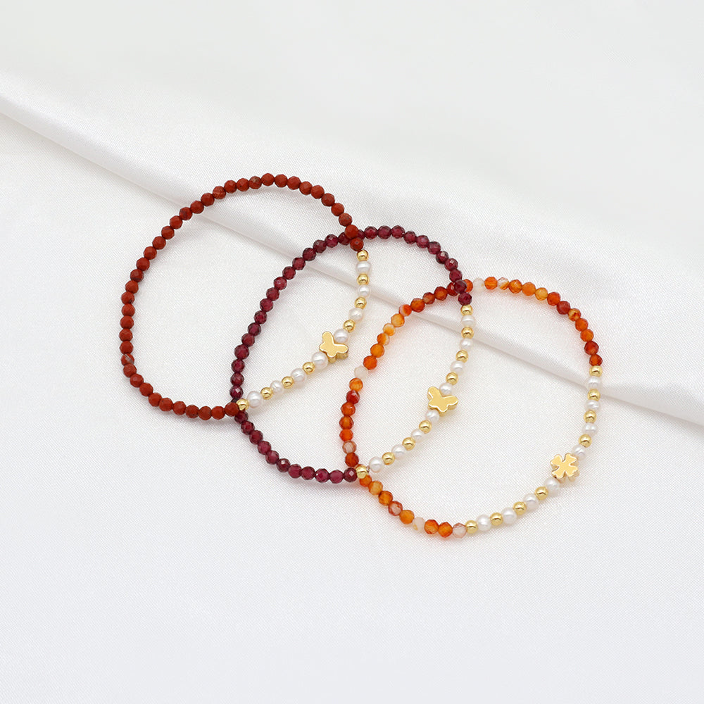 Handmade Customizable Natural Stone Beads Bracelet With Fresh Water Pearl