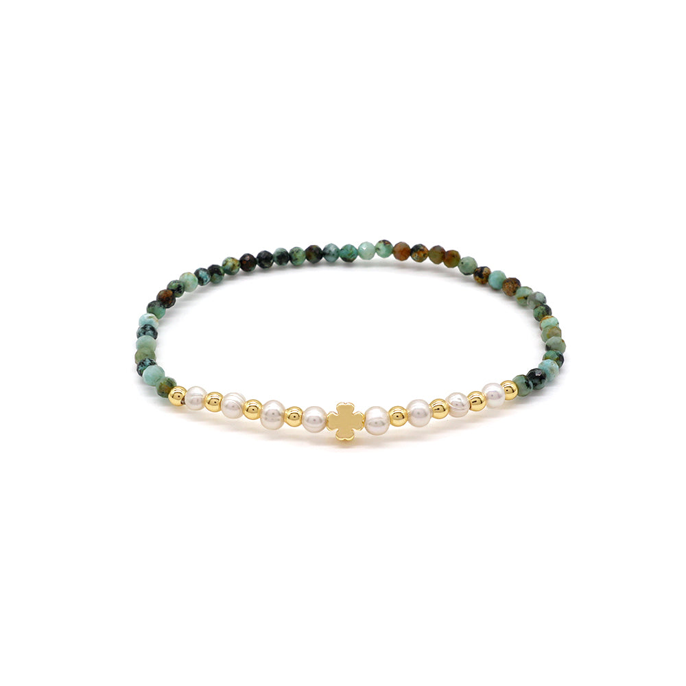 Handmade Customizable Natural Stone Beads Bracelet With Fresh Water Pearl