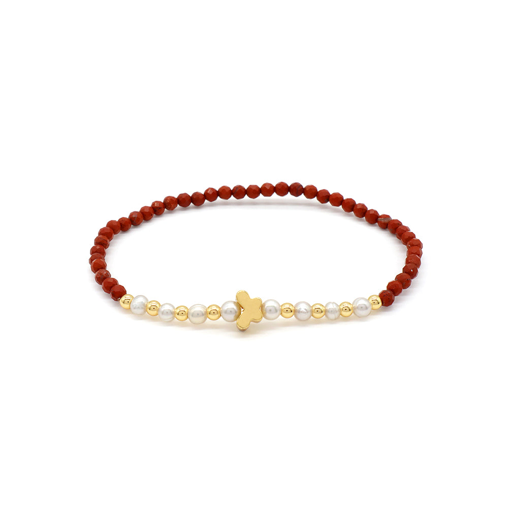 Handmade Customizable Natural Stone Beads Bracelet With Fresh Water Pearl