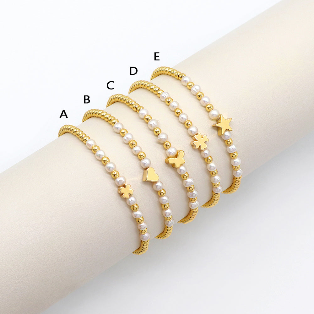 Handmade Customizable Brass Bracelet With Fresh Water Pearl