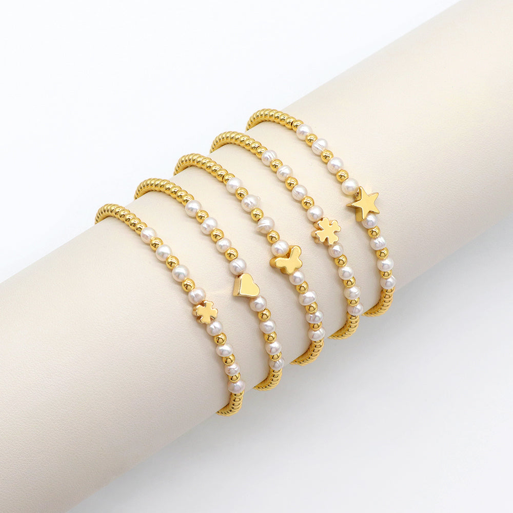 Handmade Customizable Brass Bracelet With Fresh Water Pearl