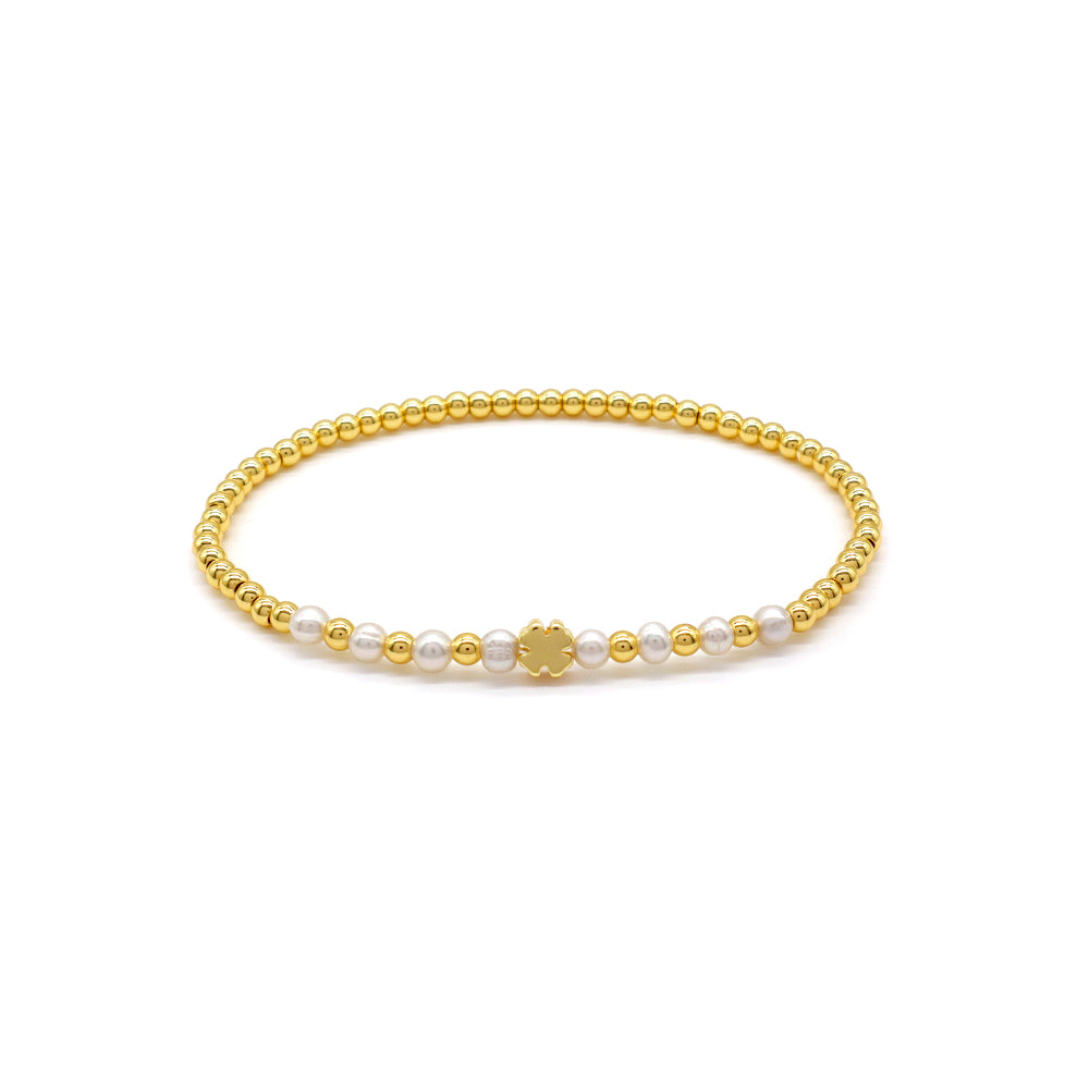 Handmade Customizable Brass Bracelet With Fresh Water Pearl