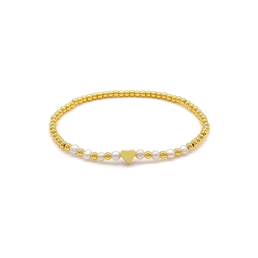 Handmade Customizable Brass Bracelet With Fresh Water Pearl