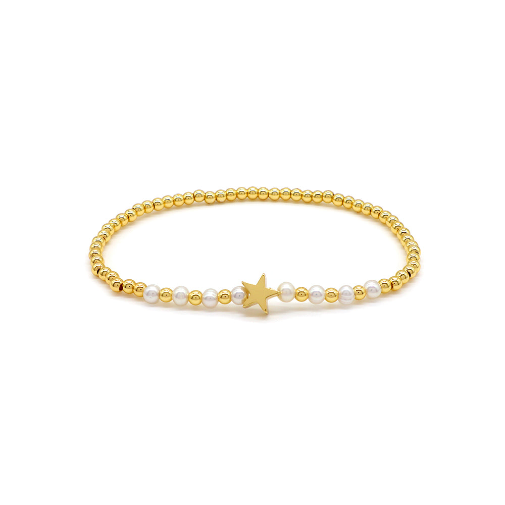 Handmade Customizable Brass Bracelet With Fresh Water Pearl