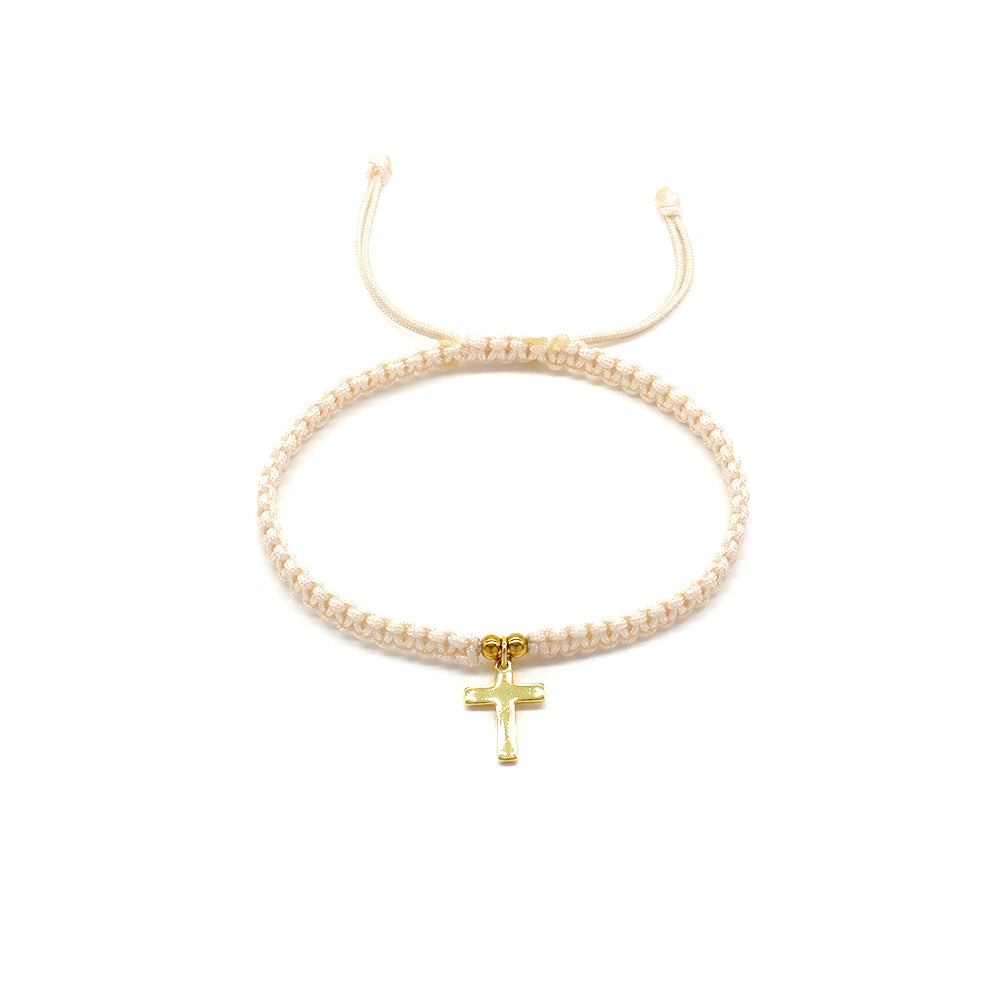 Handmade Customizable Brass Charm Bracelet With Cotton Wire