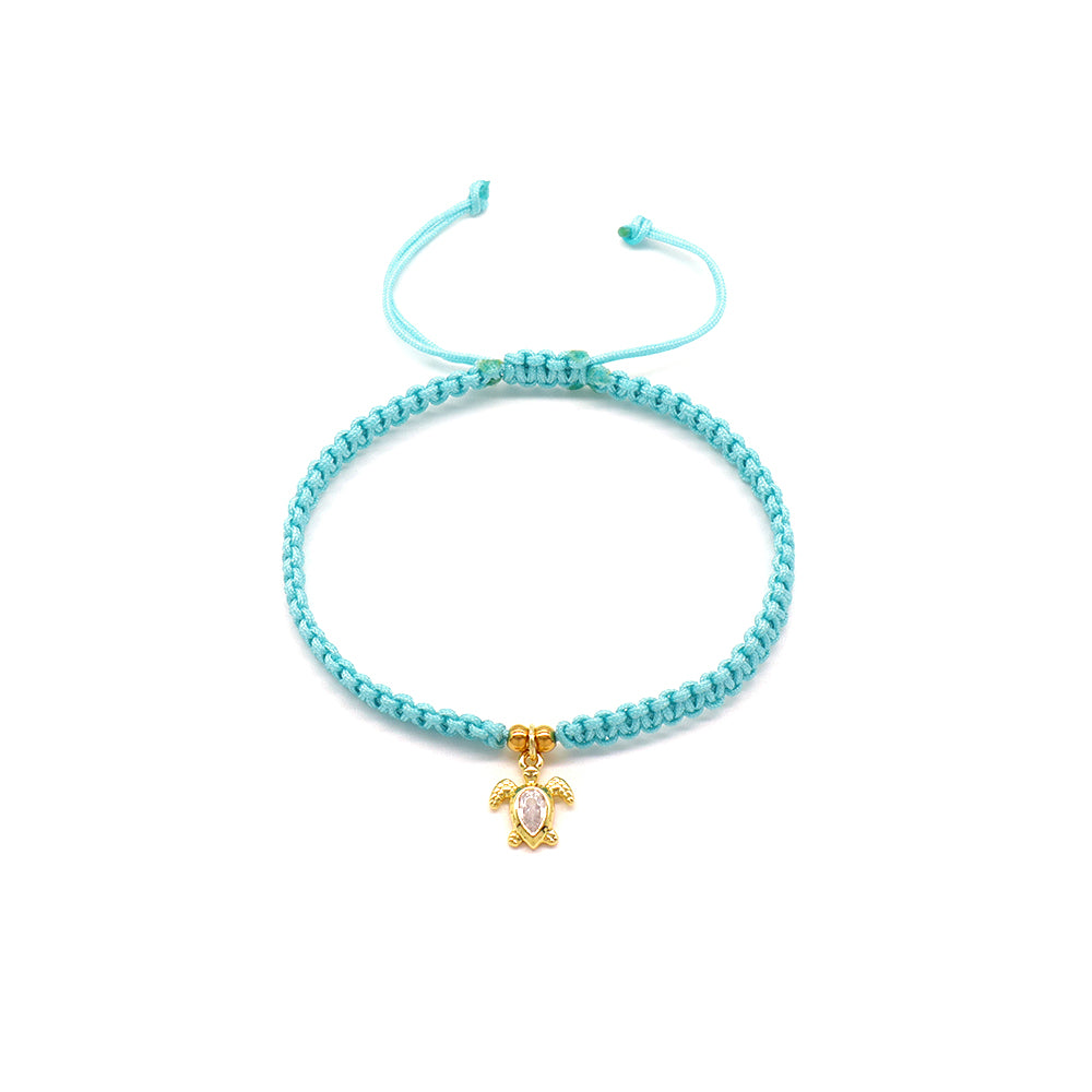 Handmade Customizable Brass Charm Bracelet With Cotton Wire