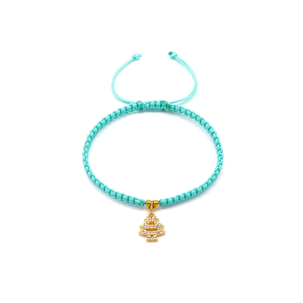 Handmade Customizable Brass Charm Bracelet With Cotton Wire