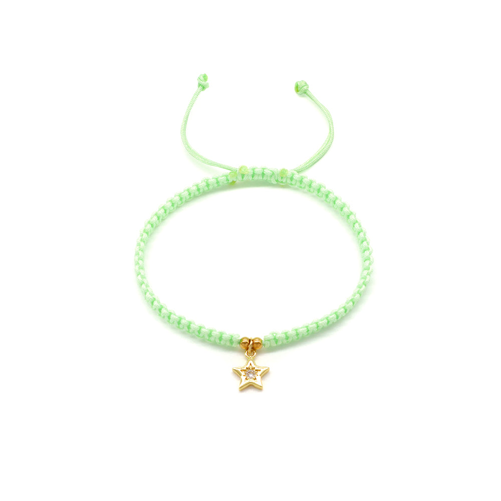 Handmade Customizable Brass Charm Bracelet With Cotton Wire