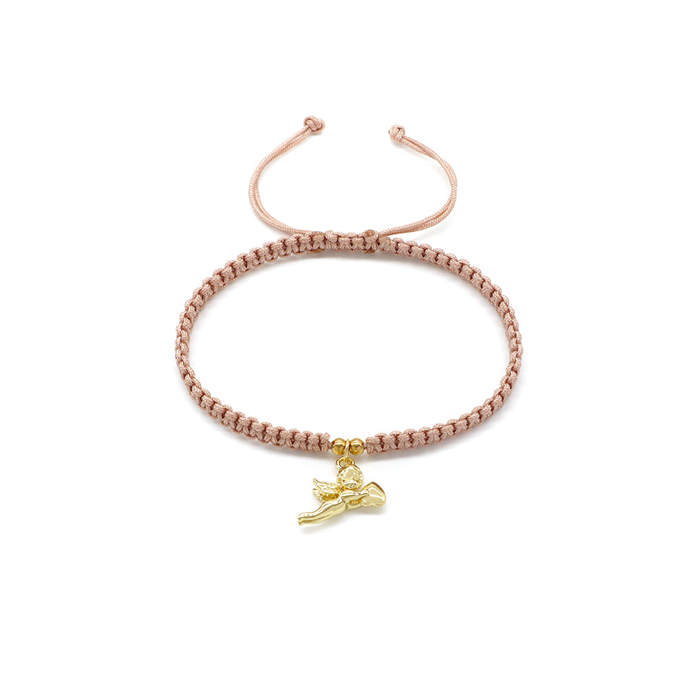 Handmade Customizable Brass Charm Bracelet With Cotton Wire