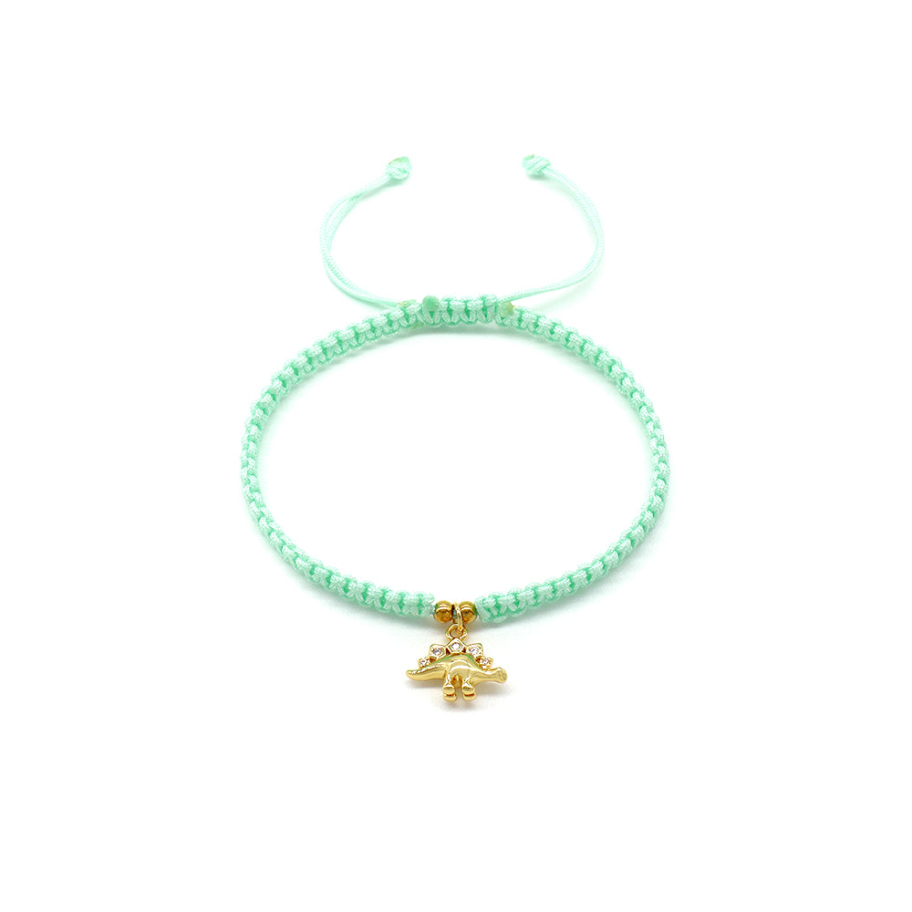 Handmade Customizable Brass Charm Bracelet With Cotton Wire