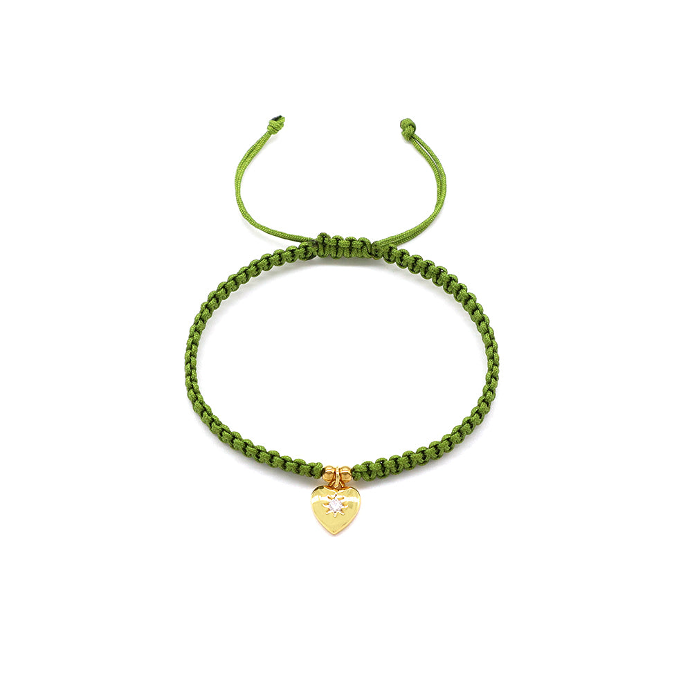 Handmade Customizable Brass Charm Bracelet With Cotton Wire