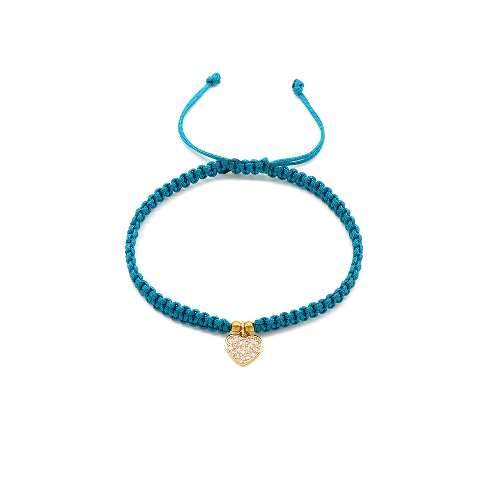 Handmade Customizable Brass Charm Bracelet With Cotton Wire