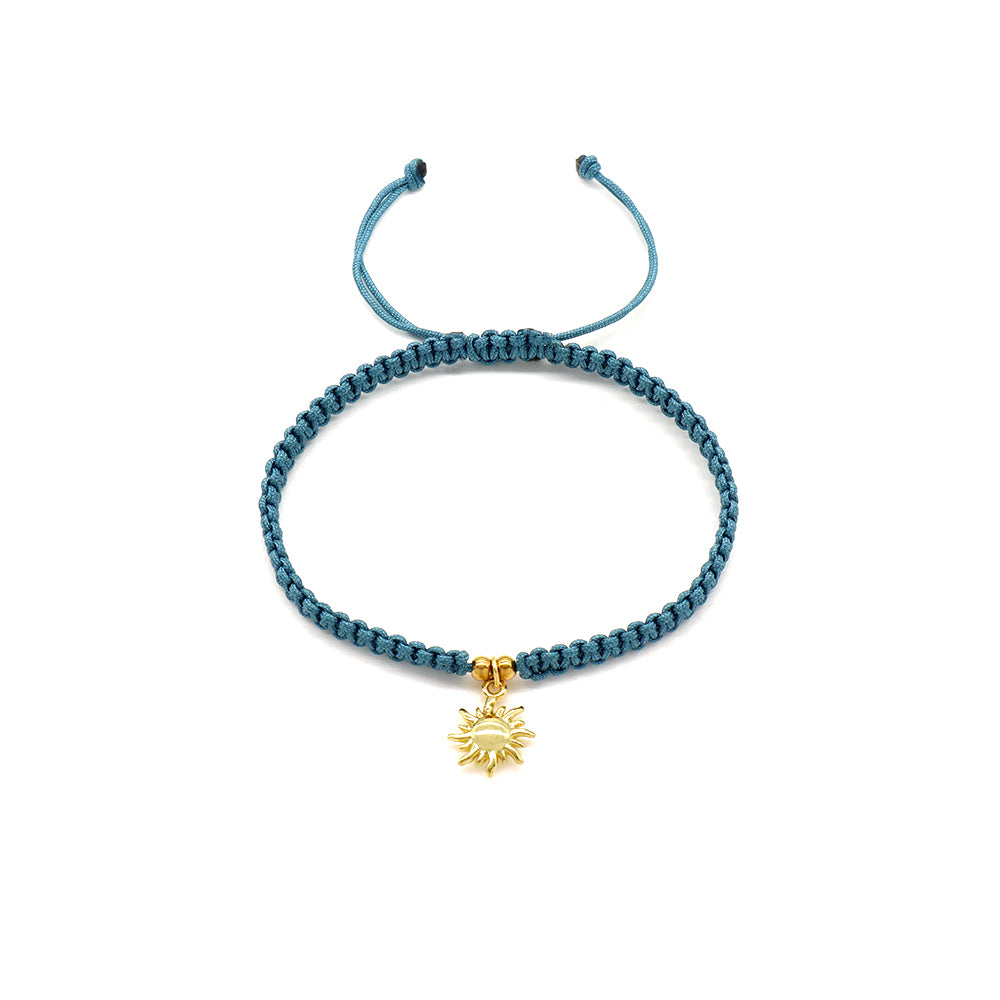 Handmade Customizable Brass Charm Bracelet With Cotton Wire