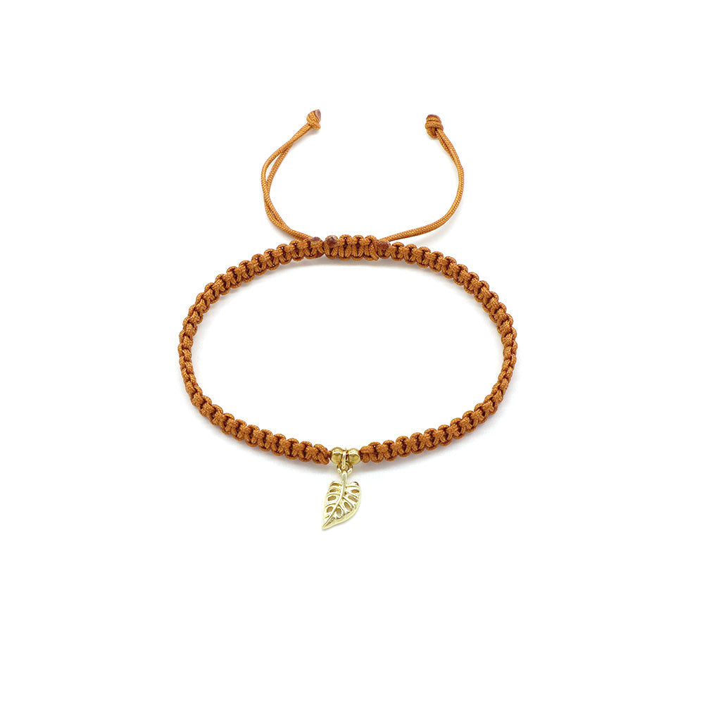 Handmade Customizable Brass Charm Bracelet With Cotton Wire