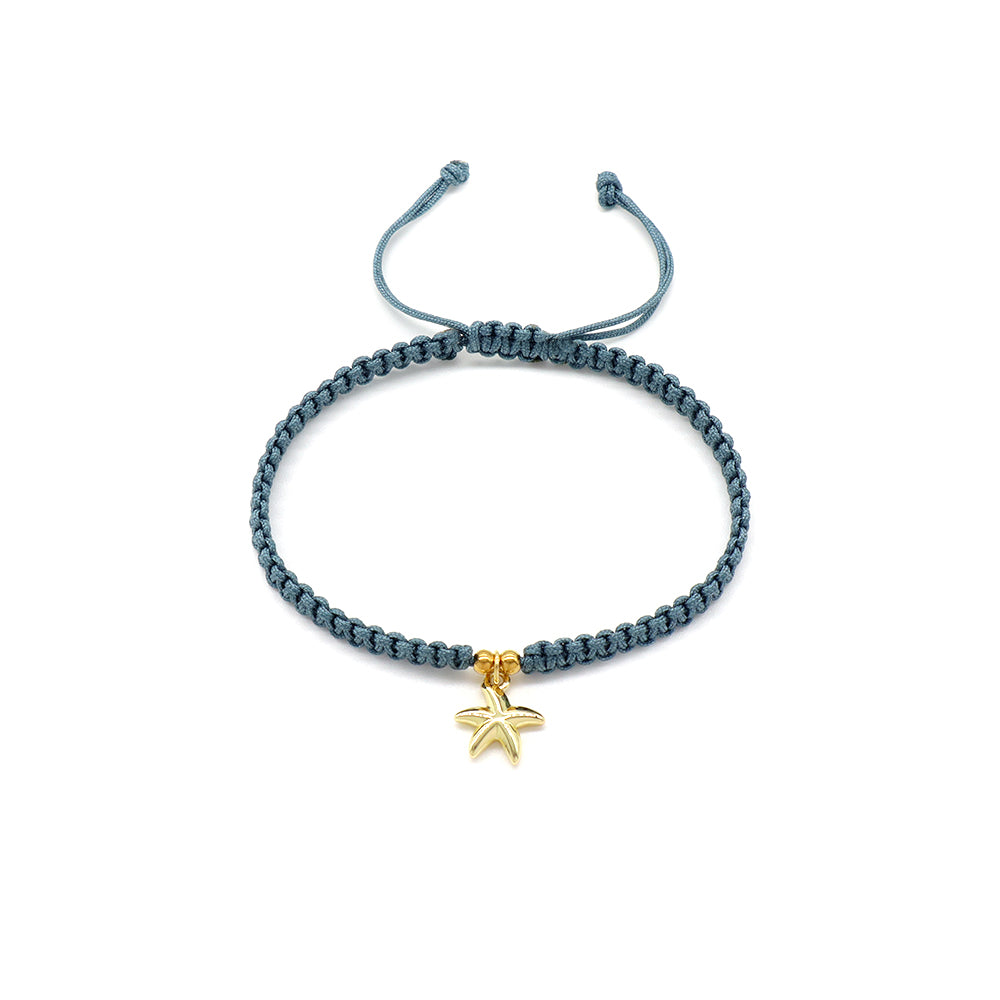 Handmade Customizable Brass Charm Bracelet With Cotton Wire