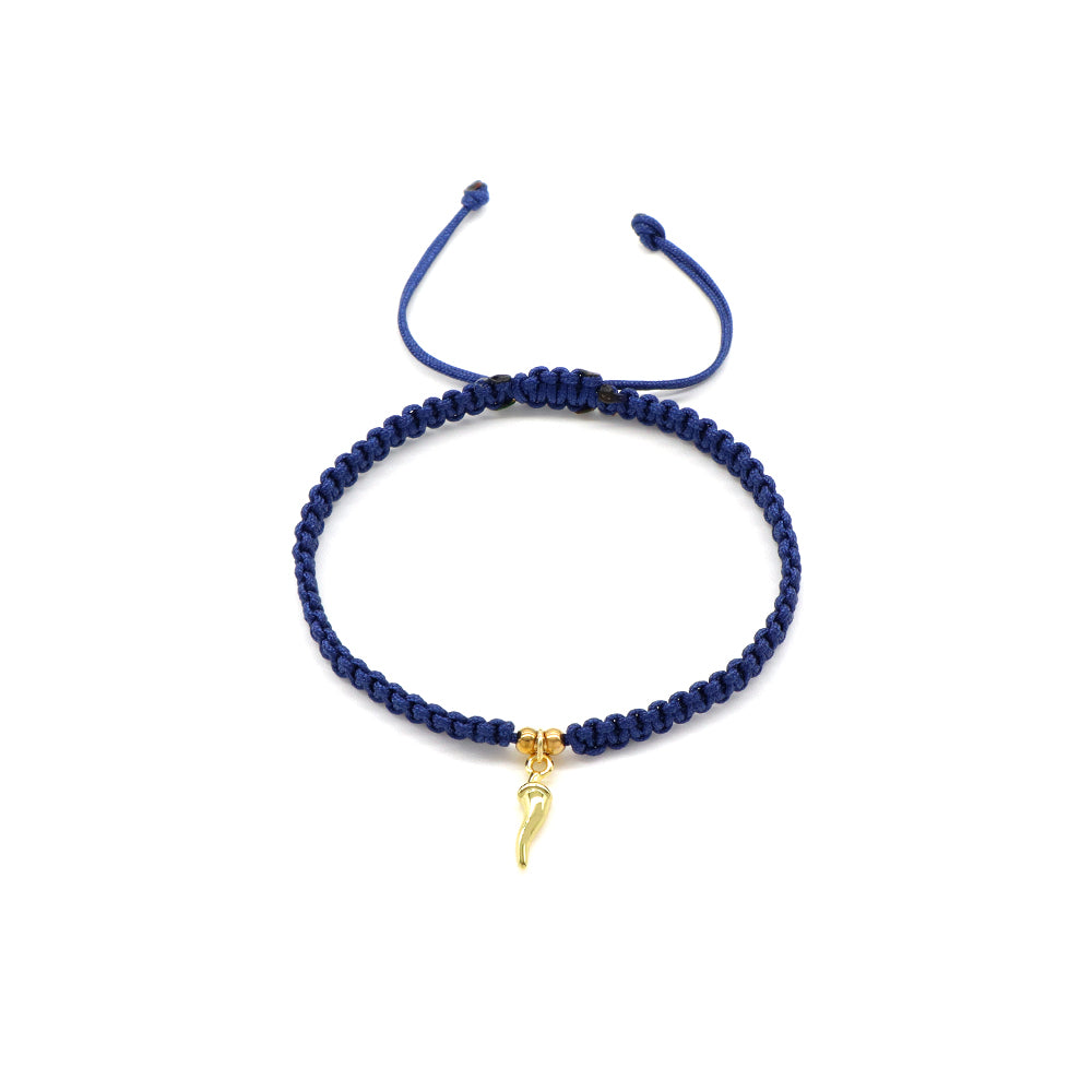 Handmade Customizable Brass Charm Bracelet With Cotton Wire