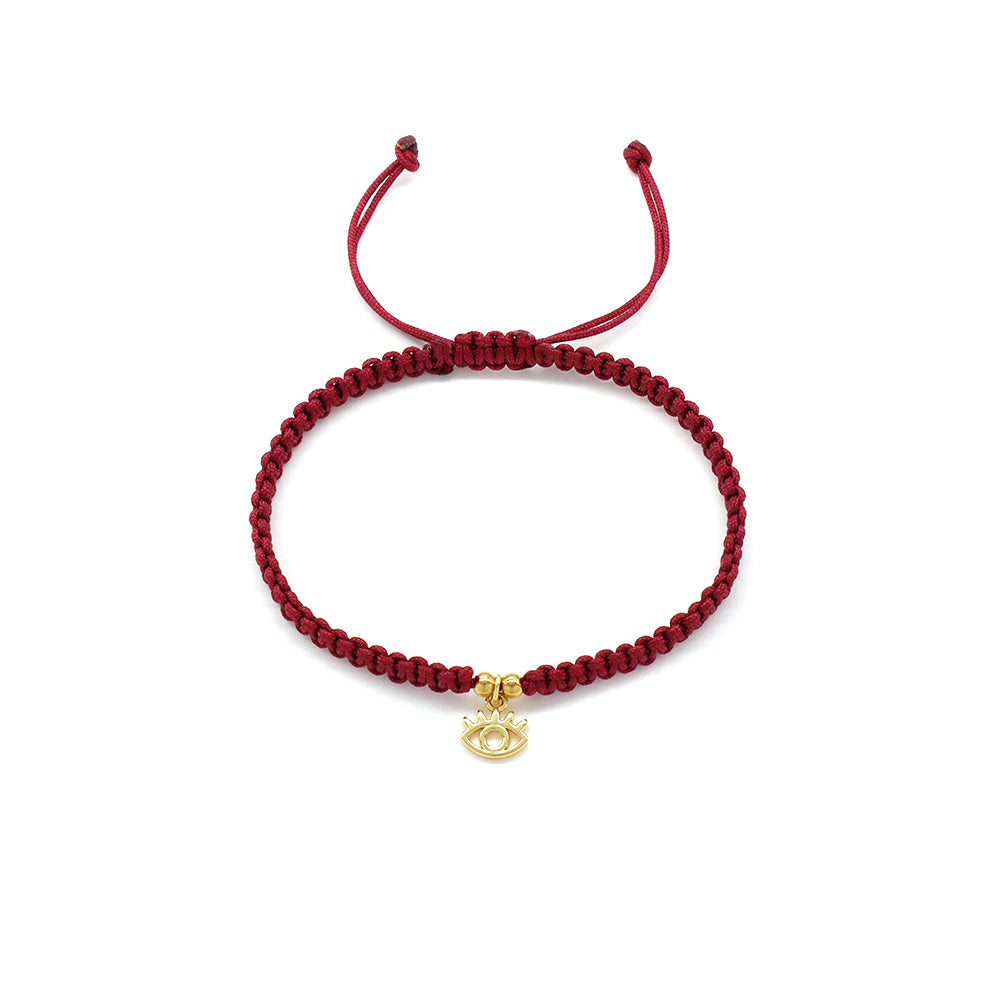 Handmade Customizable Brass Charm Bracelet With Cotton Wire