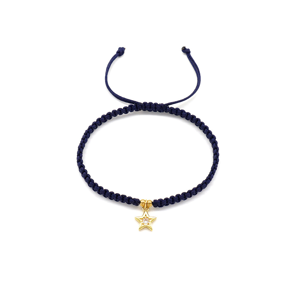 Handmade Customizable Brass Charm Bracelet With Cotton Wire