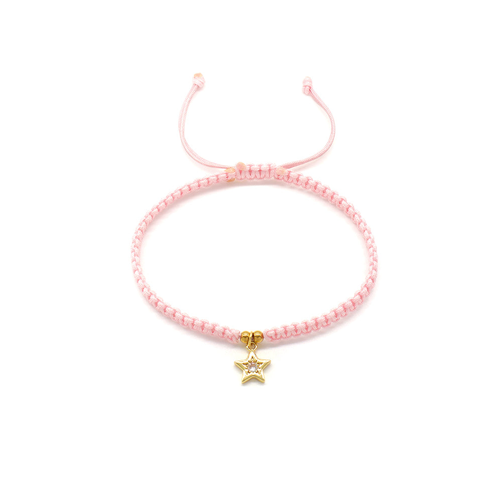 Handmade Customizable Brass Charm Bracelet With Cotton Wire