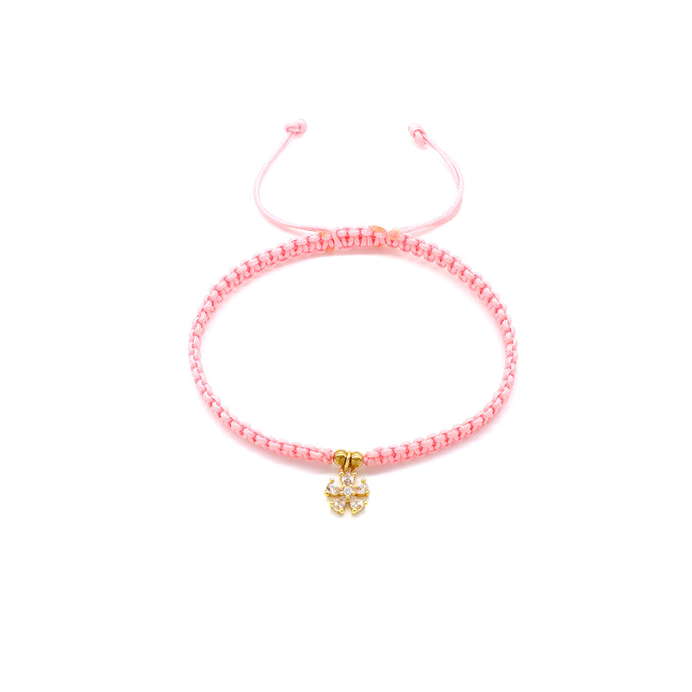 Handmade Customizable Brass Charm Bracelet With Cotton Wire