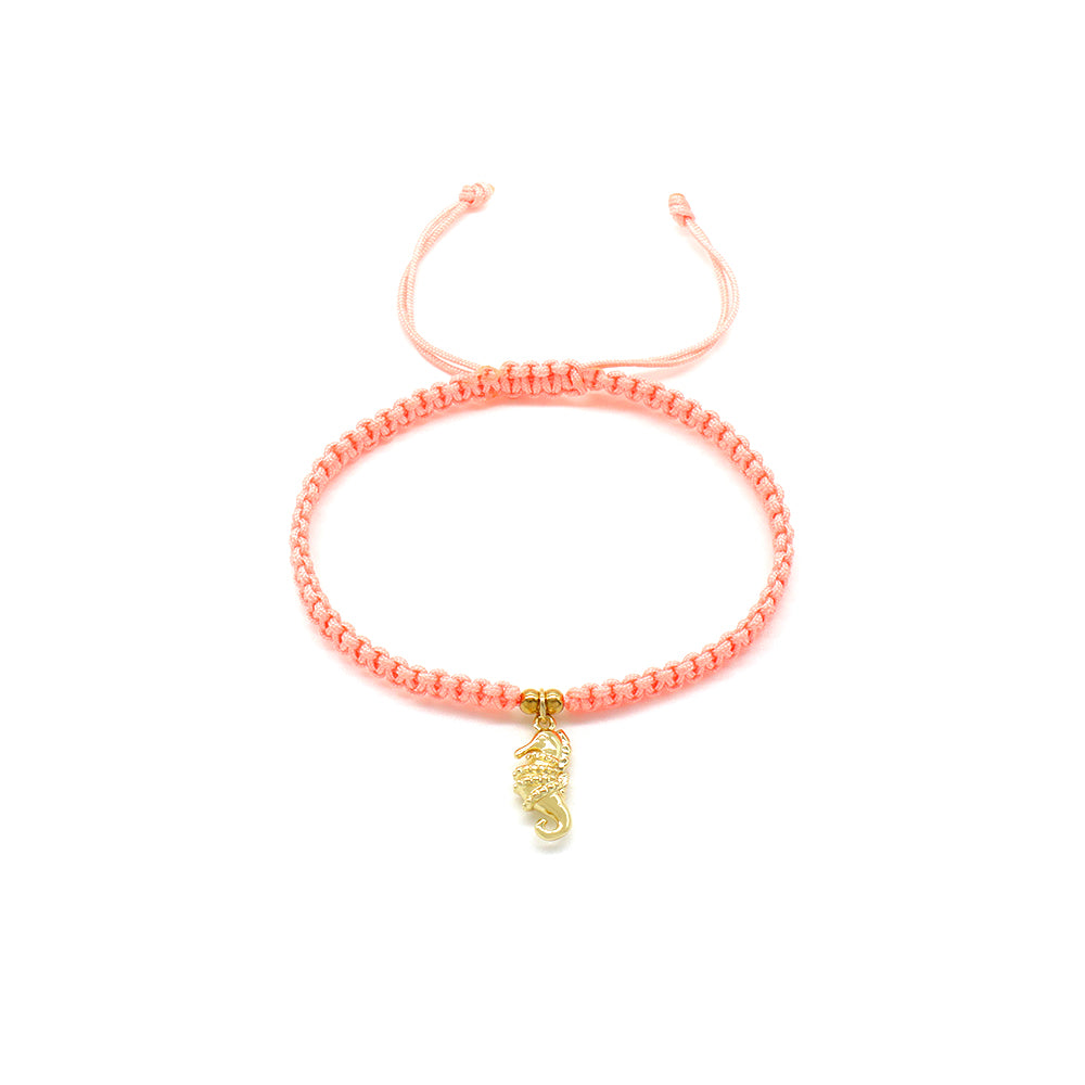 Handmade Customizable Brass Charm Bracelet With Cotton Wire