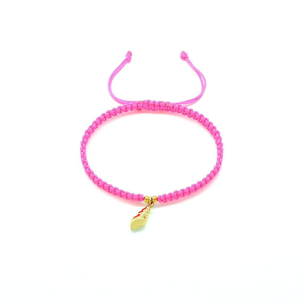 Handmade Customizable Brass Charm Bracelet With Cotton Wire