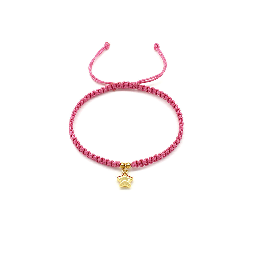 Handmade Customizable Brass Charm Bracelet With Cotton Wire