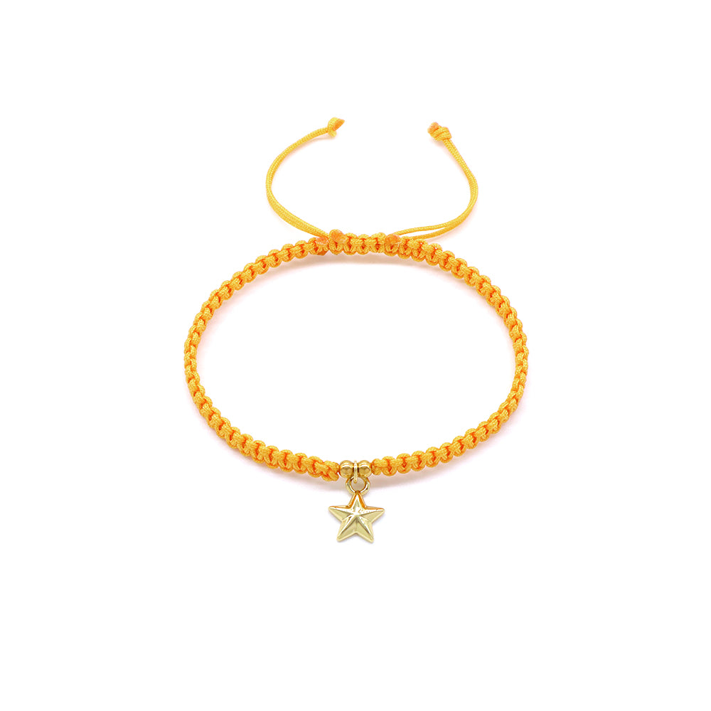 Handmade Customizable Brass Charm Bracelet With Cotton Wire