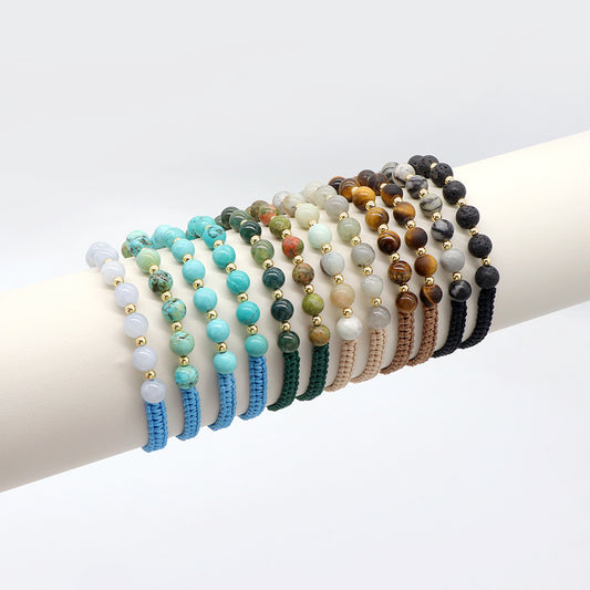 Handmade Customizable Natural Stone Beads Bracelet With Cotton Wire