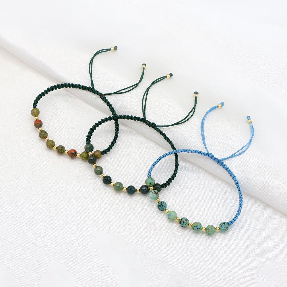 Handmade Customizable Natural Stone Beads Bracelet With Cotton Wire