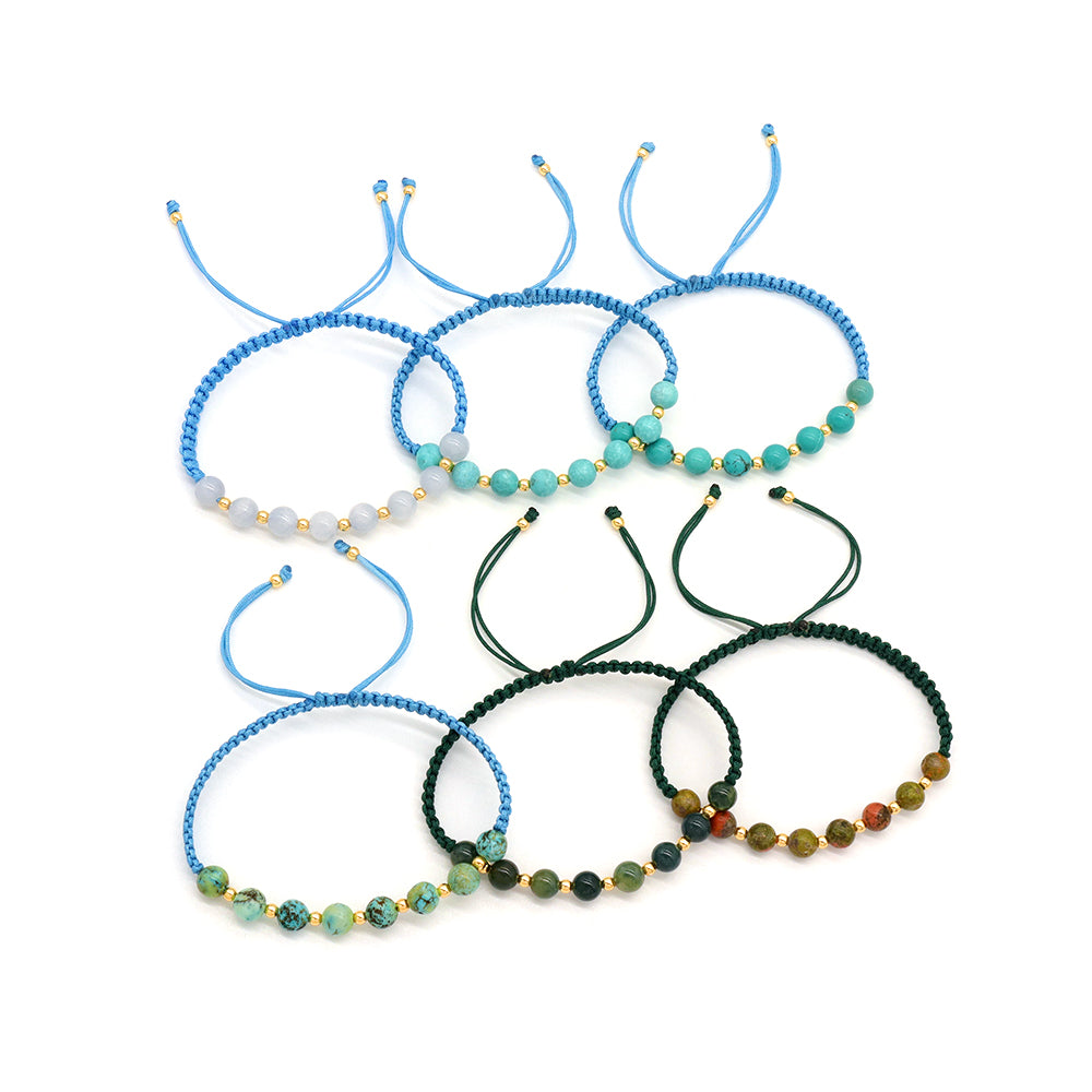 Handmade Customizable Natural Stone Beads Bracelet With Cotton Wire