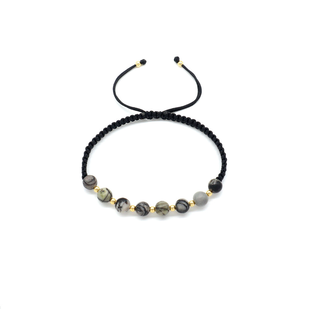 Handmade Customizable Natural Stone Beads Bracelet With Cotton Wire