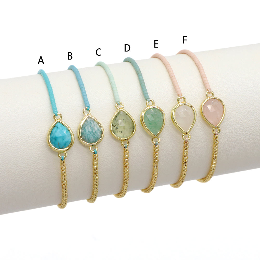Handmade Customizable Miyuki Beads Bracelet With Nature Stone Charm
